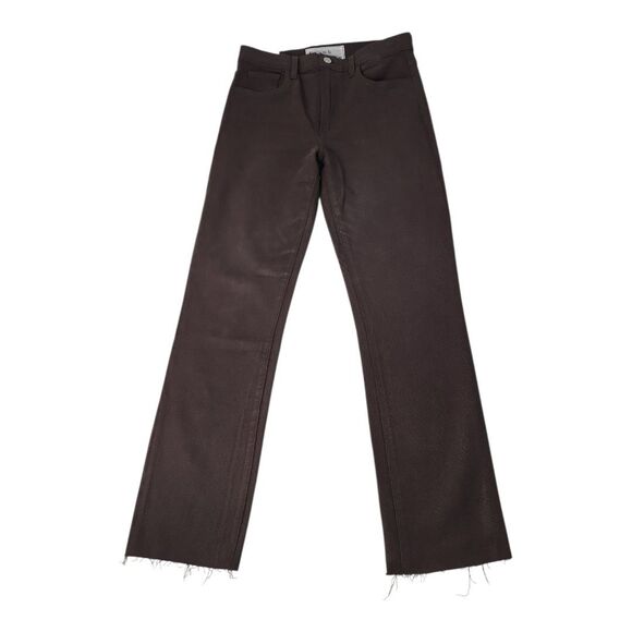 Frank & Eileen Cork High Waist Straight Leg Jeans Sz 27 Chocolate Brown Raw Hem - Picture 1 of 12